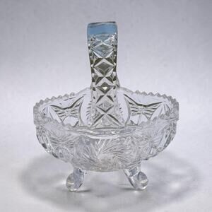 VTG Crystal Clear Anna Hutte Bleikristall Candy Trinket Bowl Handled Basket